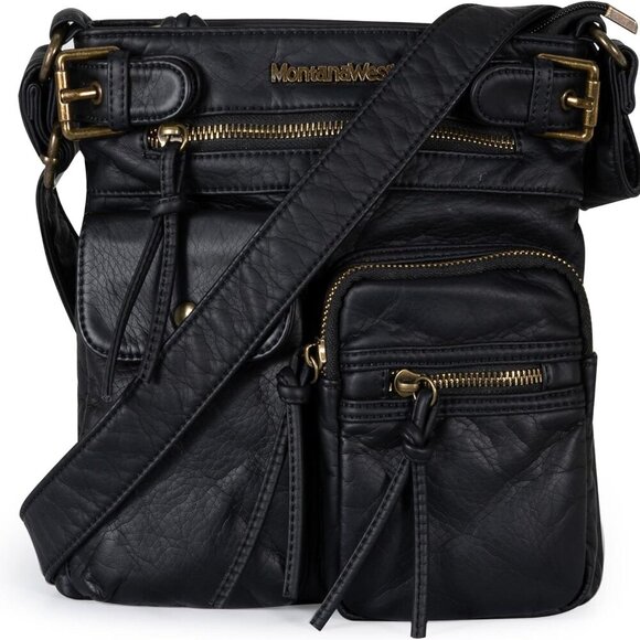 Crossbody Bag for Women Soft Washed Leather Multi Pocket crossbody handbags - Picture 1 of 6